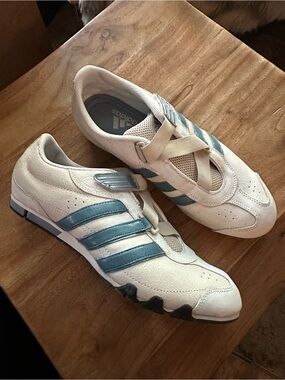 adidas Ayanna Lux Sneakers with Blue Gray Stripes and Mesh Accents